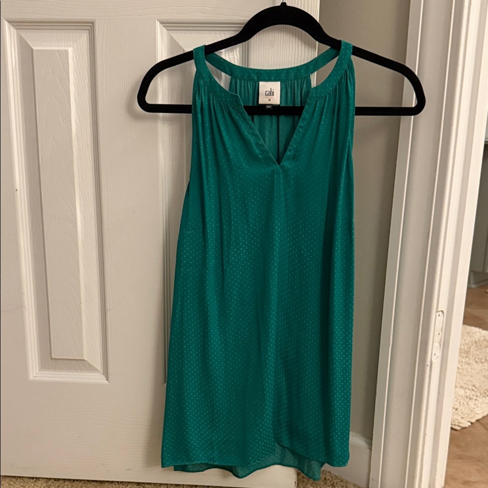 CAbi Green Sleeveless Blouse